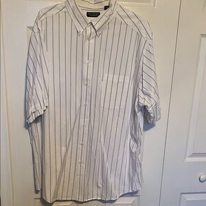 Roundtree & Yorke White Shirt with Blue Stripes